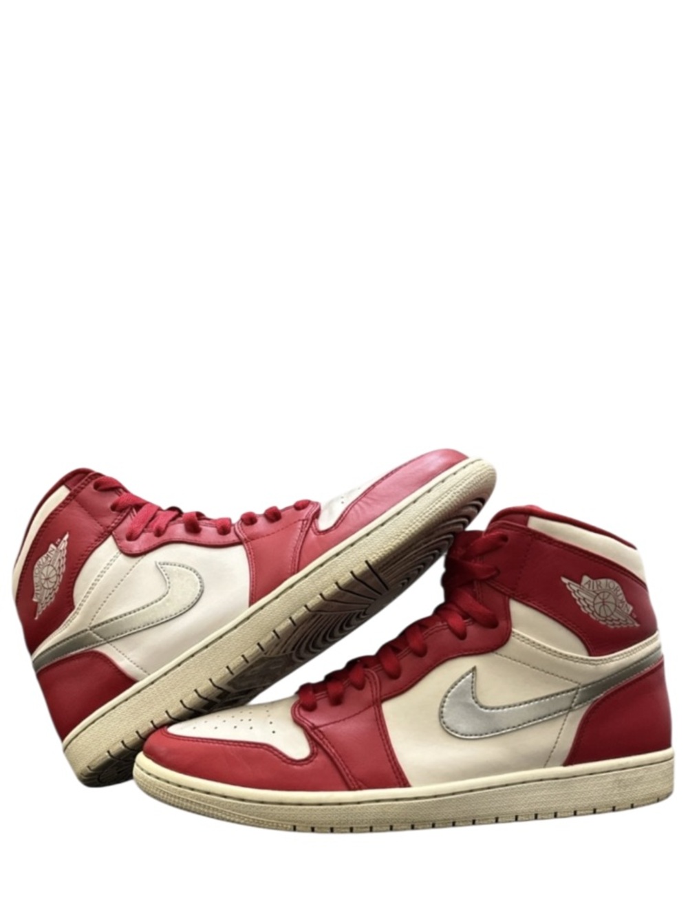 NIKE - AIR JORDAN 1 WHITE RED SILVER RETRO HIGH “SILVER MEDAL” SNEAKERS